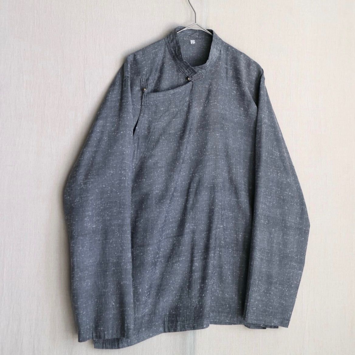 Vintage スタンド シャツ | XL グレー ボックス デザイン ビンテージ T5-03099-9330
