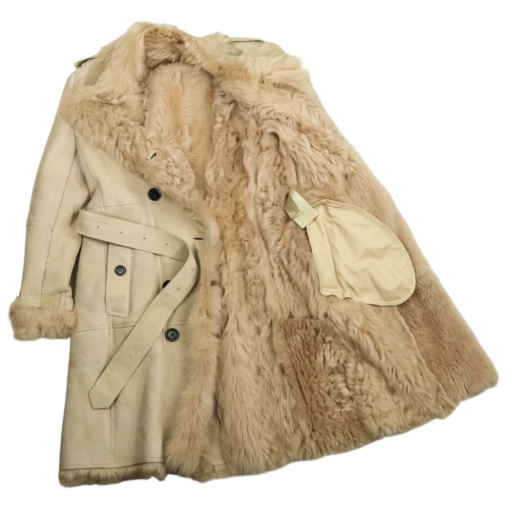 BURBERRY ファーコート 36 美品 バーバリー ブルーレーベル ベージュ