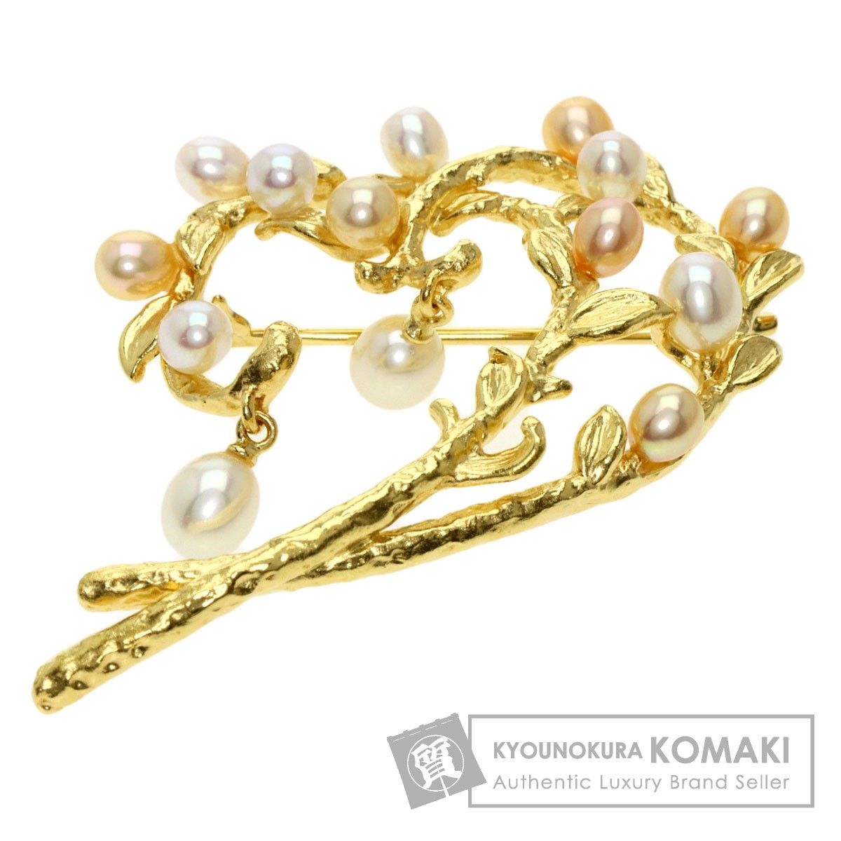 TASAKI タサキ リーフ パール 真珠 ブローチ K18YG レディース [中古
