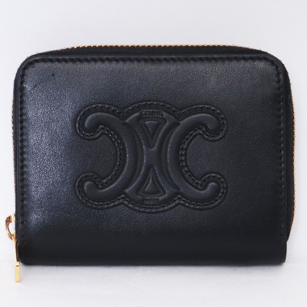 セリーヌコンパクト ジップウォレット キュ イルトリオンフ/スムースカーフスキン CELINE コンパクト ジップウォレット キュイル トリオンフ