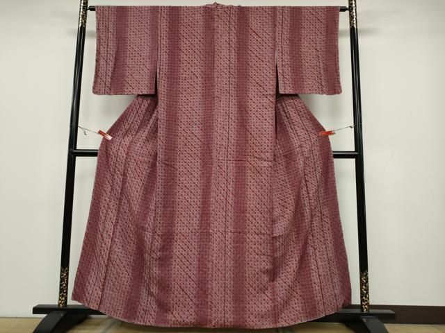 平和屋着物▽上質な紬 単衣 斜線間道 正絹 逸品 CAAU3846xi 平和