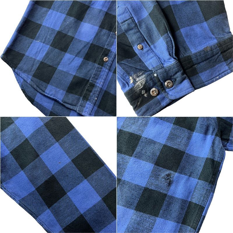 好配色FIELD&STREAM オンブレ ヘビーネルシャツ シャドー 黒青 L 好