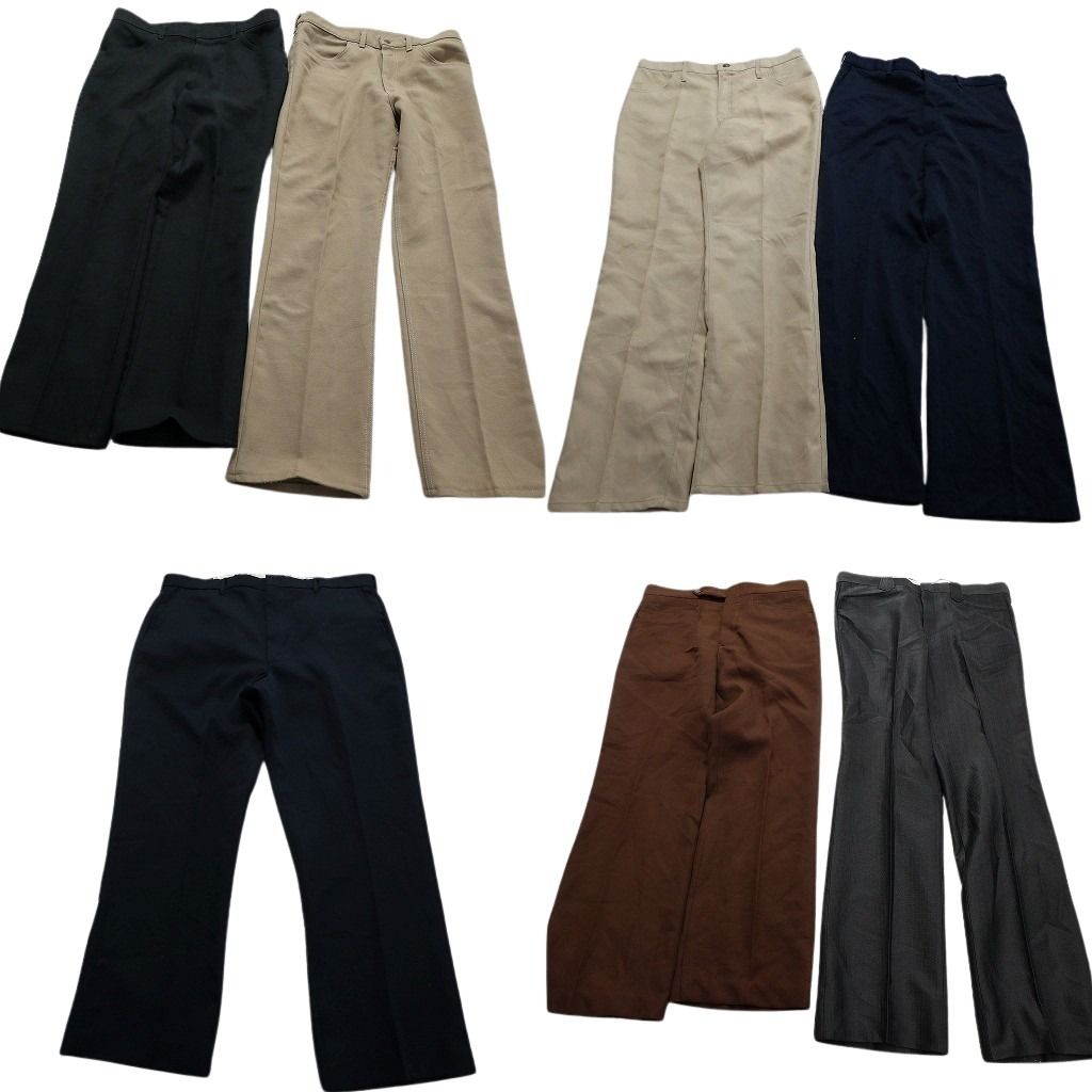 古着卸 スラックス ポリエステル混 パンツ 7枚セット メンズ 34 |35 |36 |38 |40 フ パンツ ワイド 古着 NA5481