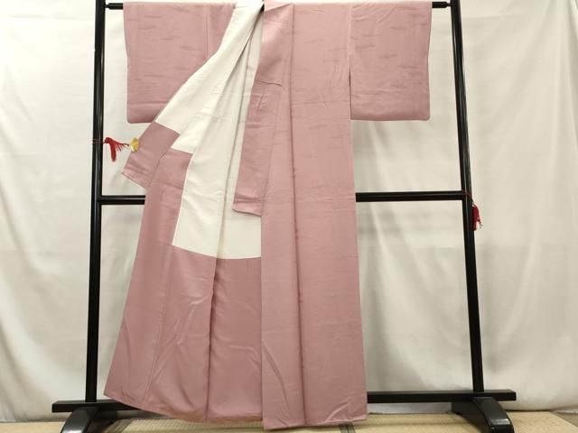 平和屋着物□上質な色無地 観世水地紋 紅梅色 正絹 逸品 AAAY0877cs  