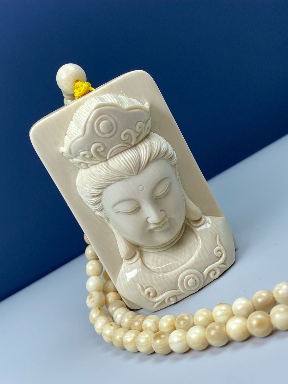 天然マンモス牙美しい手作り彫刻観音菩薩 ネックレス 【公式通販】