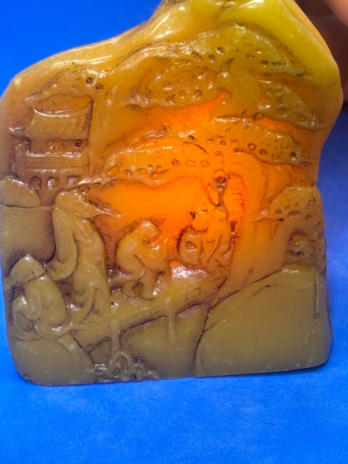 絶対的な信頼 彫刻置物「松下問童子」70 田黄石 寿山石 × 21mm122g印材 54× 彫刻+オブジェ