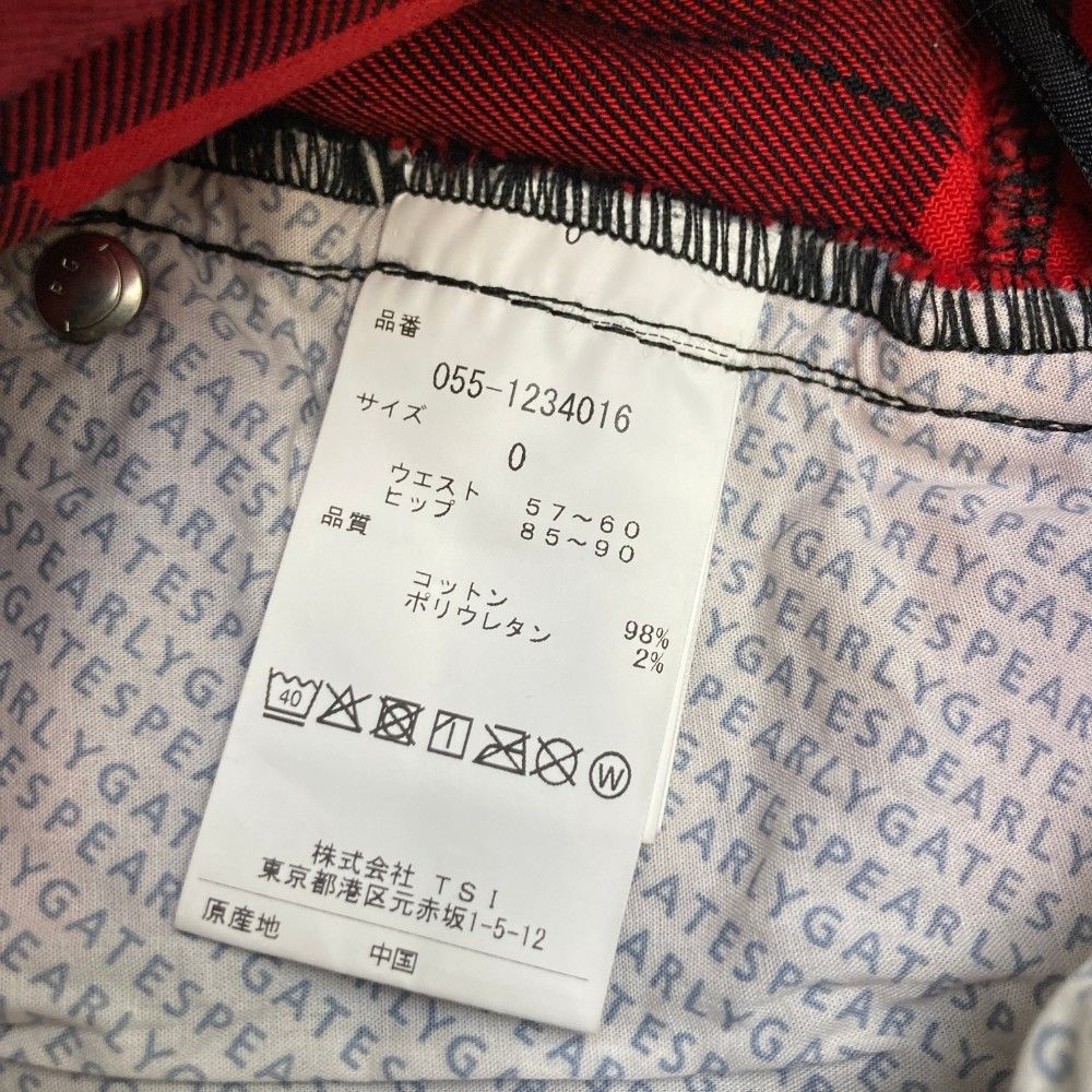 サイズ：0 PEARLY GATES パーリーゲイツ  ストレッチスカート チェック柄 レッド系 [240101426572] ゴルフウェア レディース ストスト PEARLY GATES パーリーゲイツ ストレッチスカート チェック柄