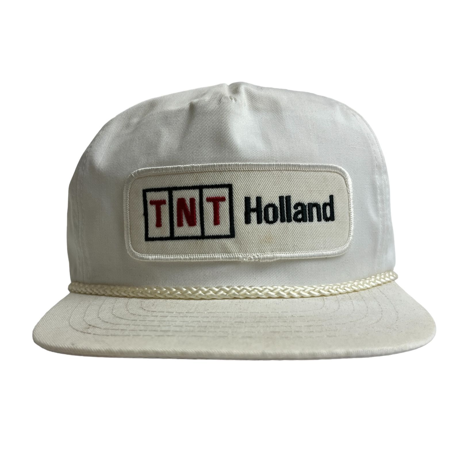 【キャップ/帽子】TNT Holland ビンテージ ワッペン トラッカーキャップ 企業もの ホワイト 白 ブラック 黒 レッド 赤