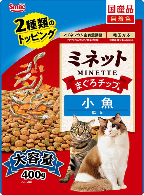 【同梱】【6個セット】スマック ミネットまぐろチップ＆小魚添え400g