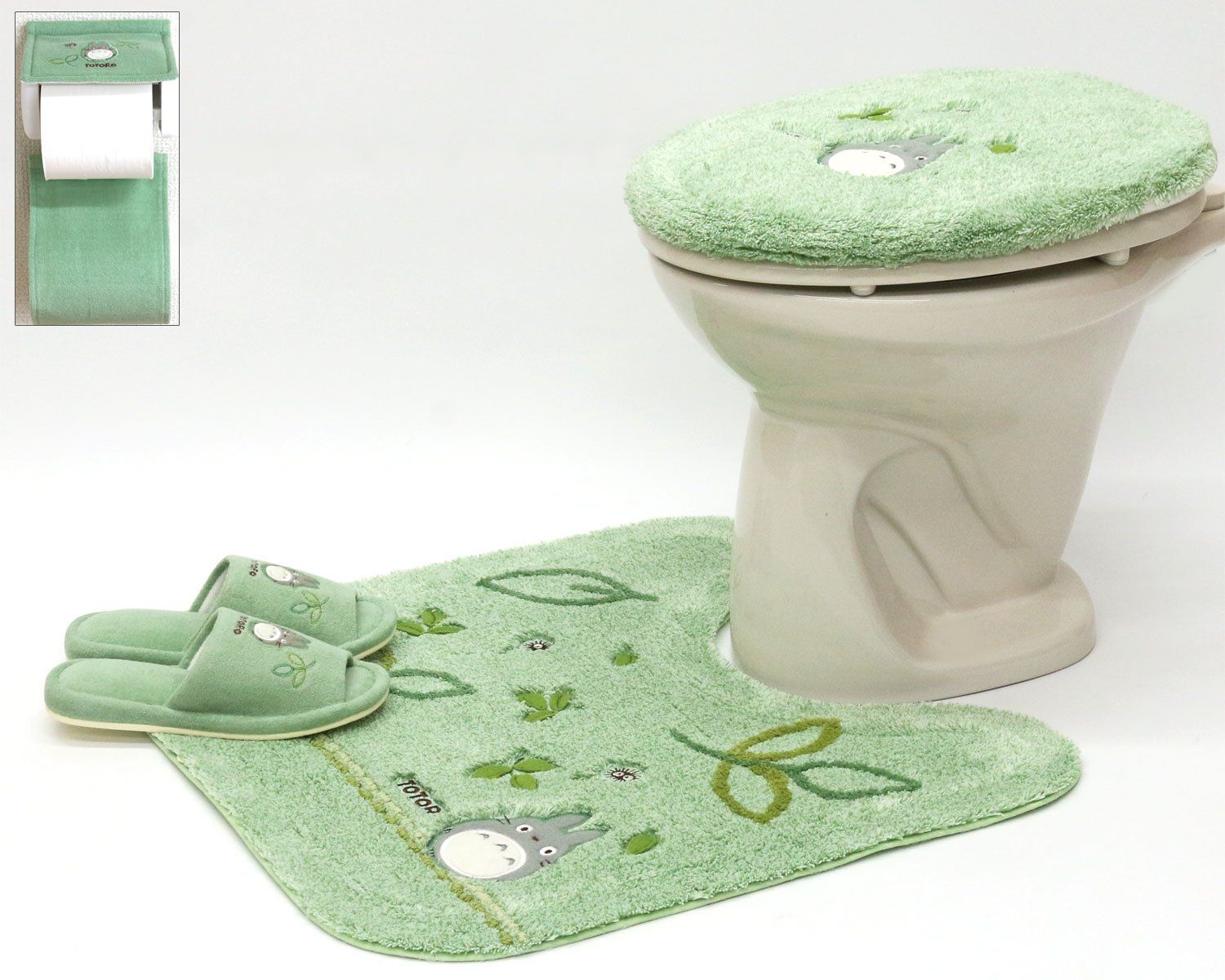 となりのトトロ もりのかぜ 普通便座ふたカバー トイレマット スリッパ ホルダーカバー 4点セット