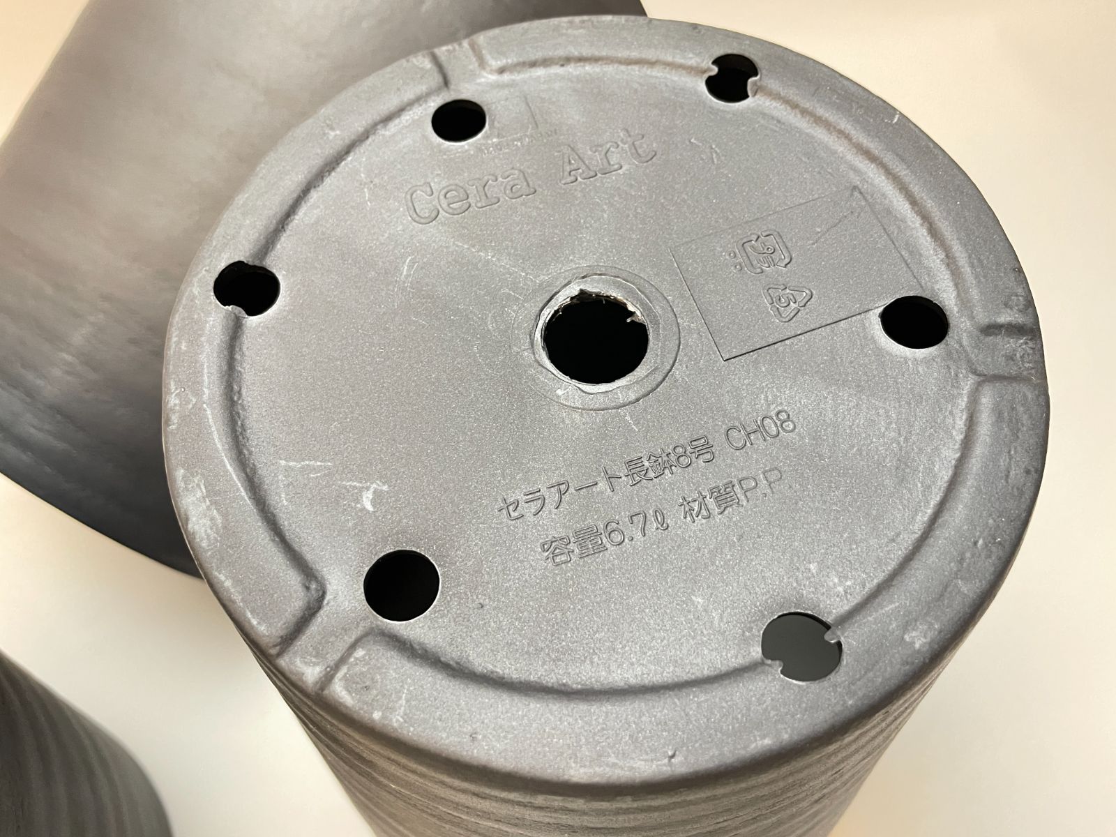 セラアート長鉢8号黒プラ鉢(陶器風ロング深鉢タイプ)：3鉢セット