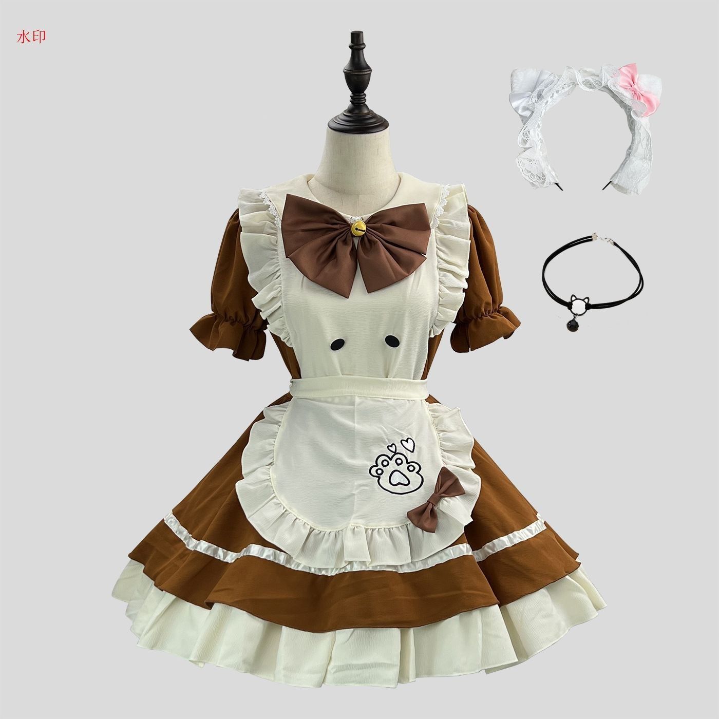 メイド服 コスプレ ロリータ ハロウィン コスプレ衣装 コスチューム ゴスロリ ドレス ワンピース 仮装 レディース クリスマス イベント 学園祭 文化祭 日常 ファッション おしゃれ チョコレート色