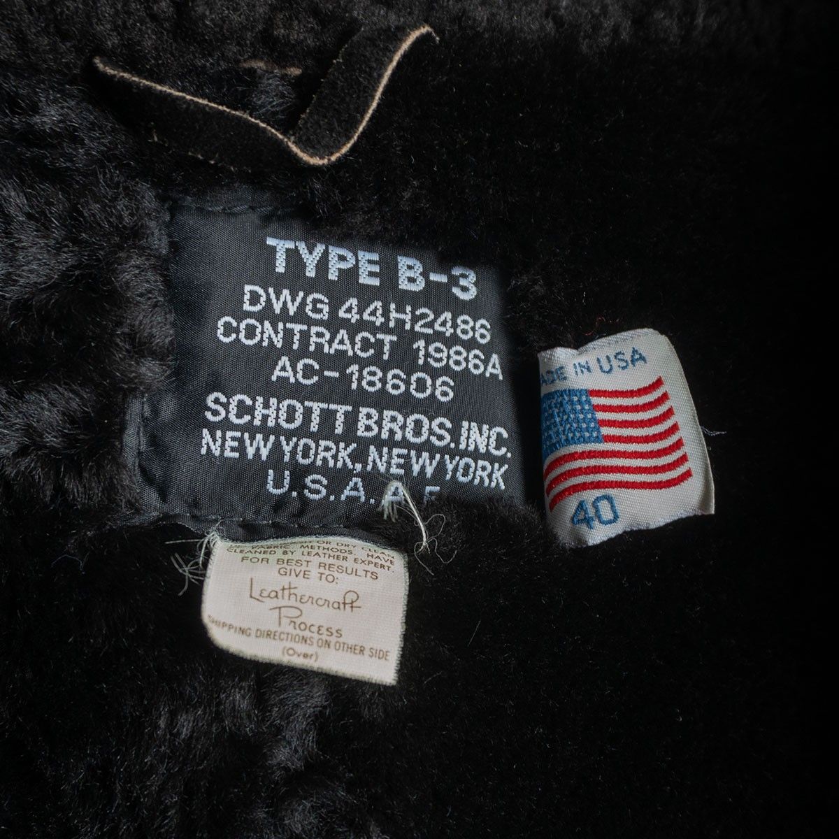 schott USA製ムートンフライト ジャケット B-3B3 ボア 40 美品】SCHOTT【B-3 ムートンボンバージャケット】40 ブラック