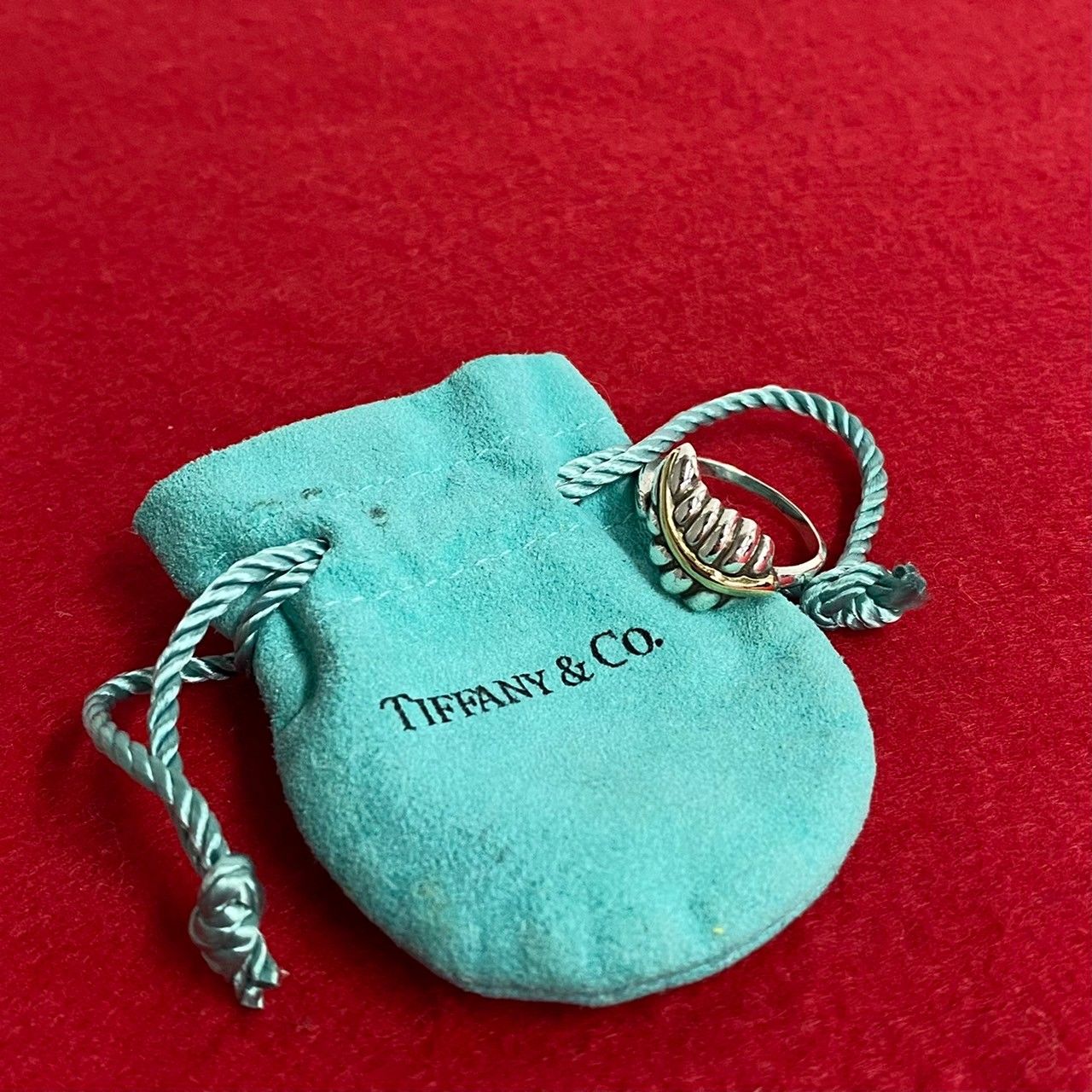 極 美品 袋付 TIFFANY&Co. ティファニー ヴィンテージ リーフ