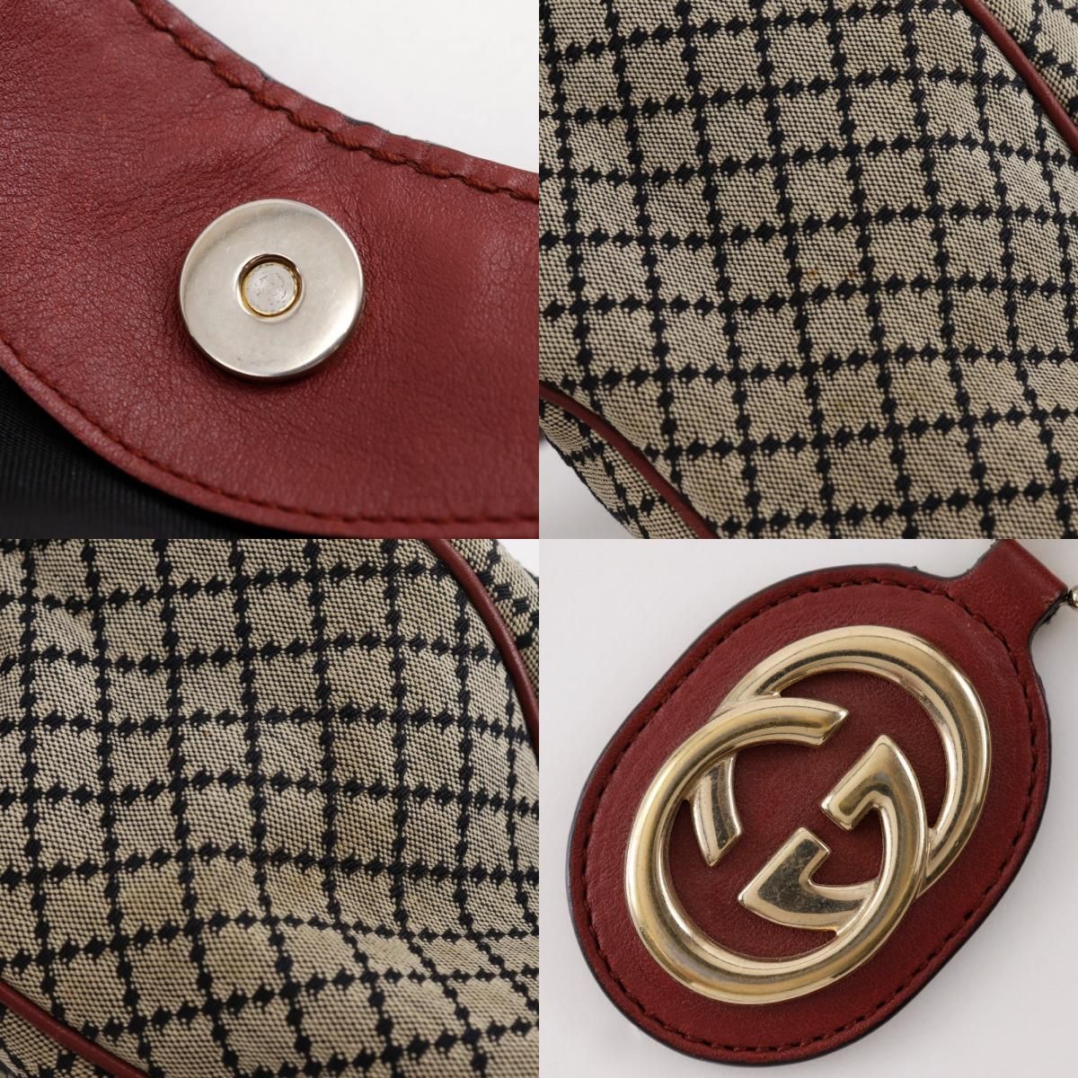 GUCCI】グッチ スーキー ディアマンテ 211944 キャンバス ベージュ/赤 