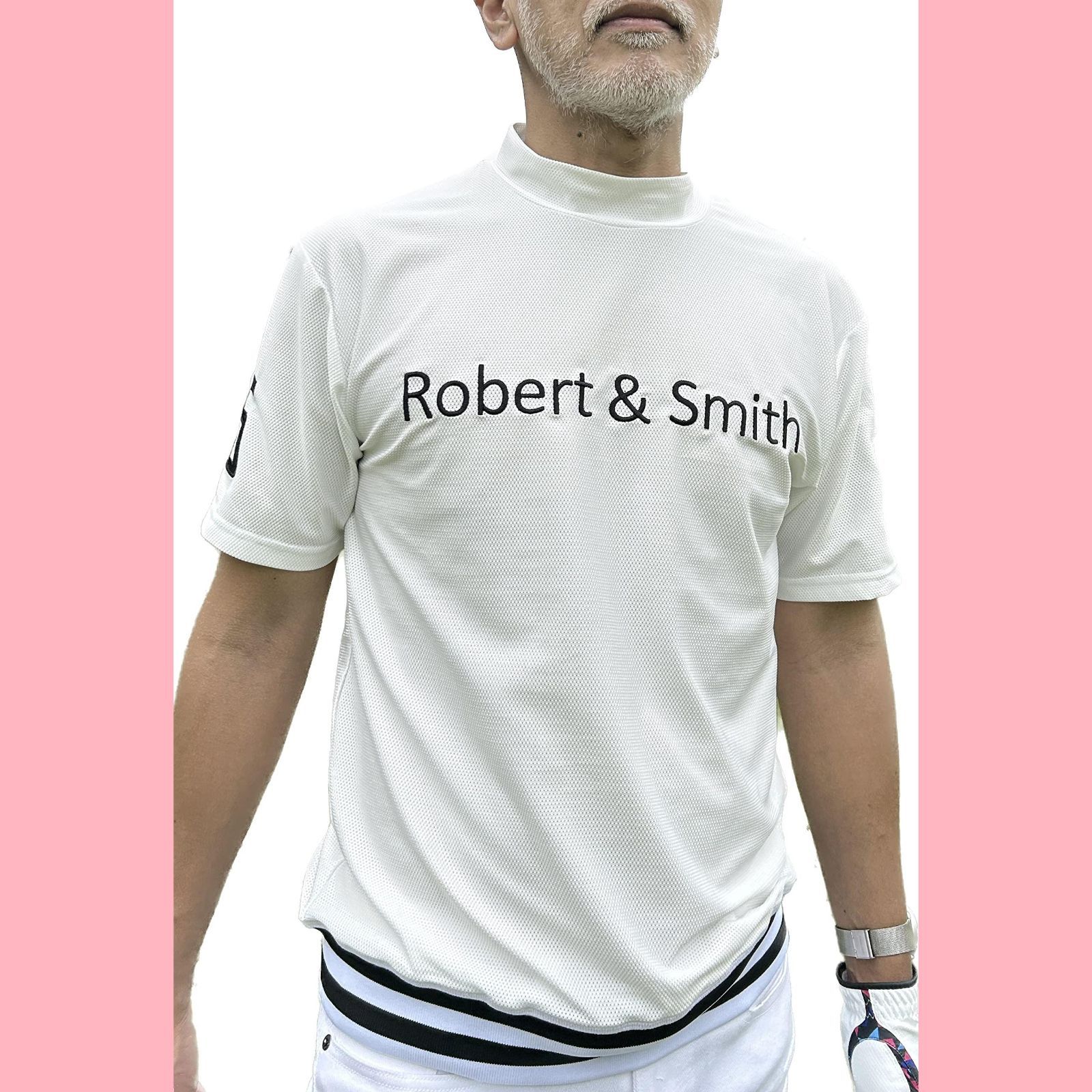 ゴルフウェア メンズ 半袖 ポロシャツ モックネック Robert-Smith ストレッチ