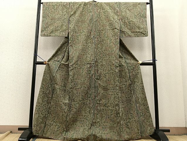 平和屋着物□本場大島紬 7マルキ 花唐草文 正絹 逸品 AAAZ0897ru 平和屋