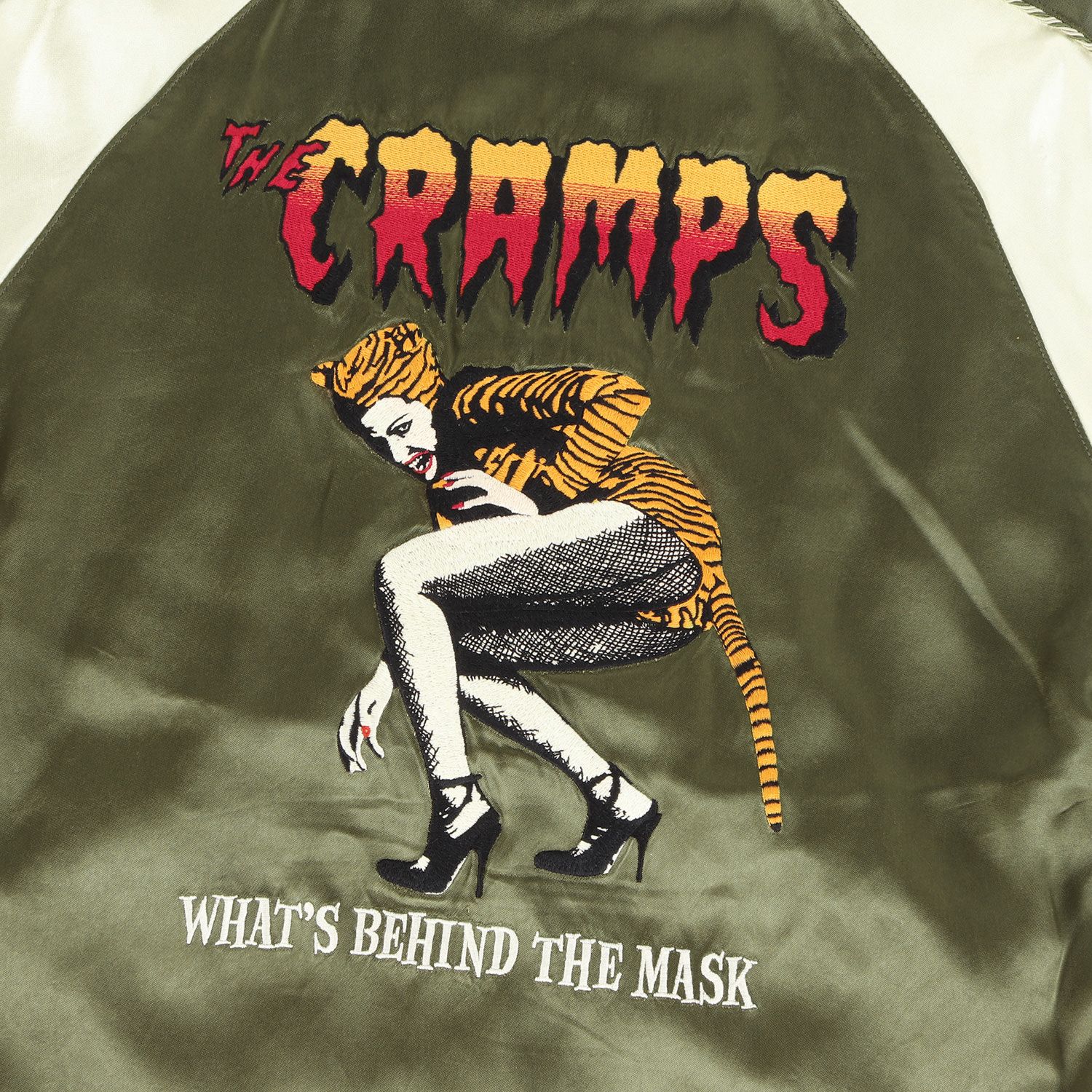 HYSTERIC GLAMOUR ヒステリックグラマー ジャケット サイズ:S THE CRAMPS ザ クランプス アイコン ロゴ 刺繍 スカジャン  0261AB05 サテン ジップ ブルゾン アウター カーキ 日本製 ブランド コラボ - メルカリ