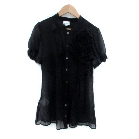 パオラフラーニ PAOLA FRANI シアーシャツ ブラウス バンドカラー 半袖  