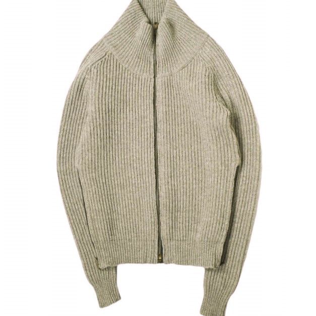 BALMAIN バルマン フランス製 メリノウール ジップアップニットジャケット M ベージュ ブルゾン アウター g16641