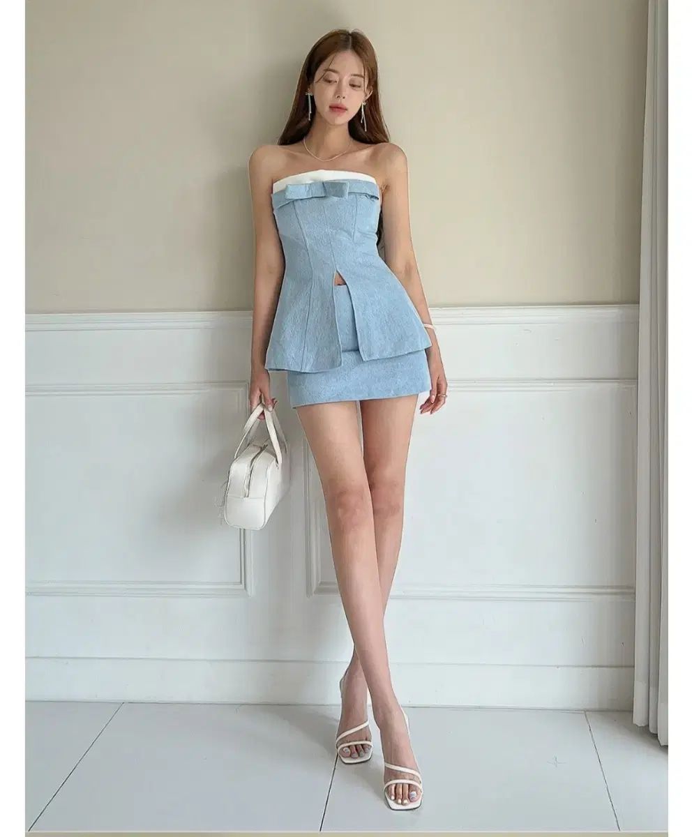 GLAM チューブトップ デニム セットアップ サイズS