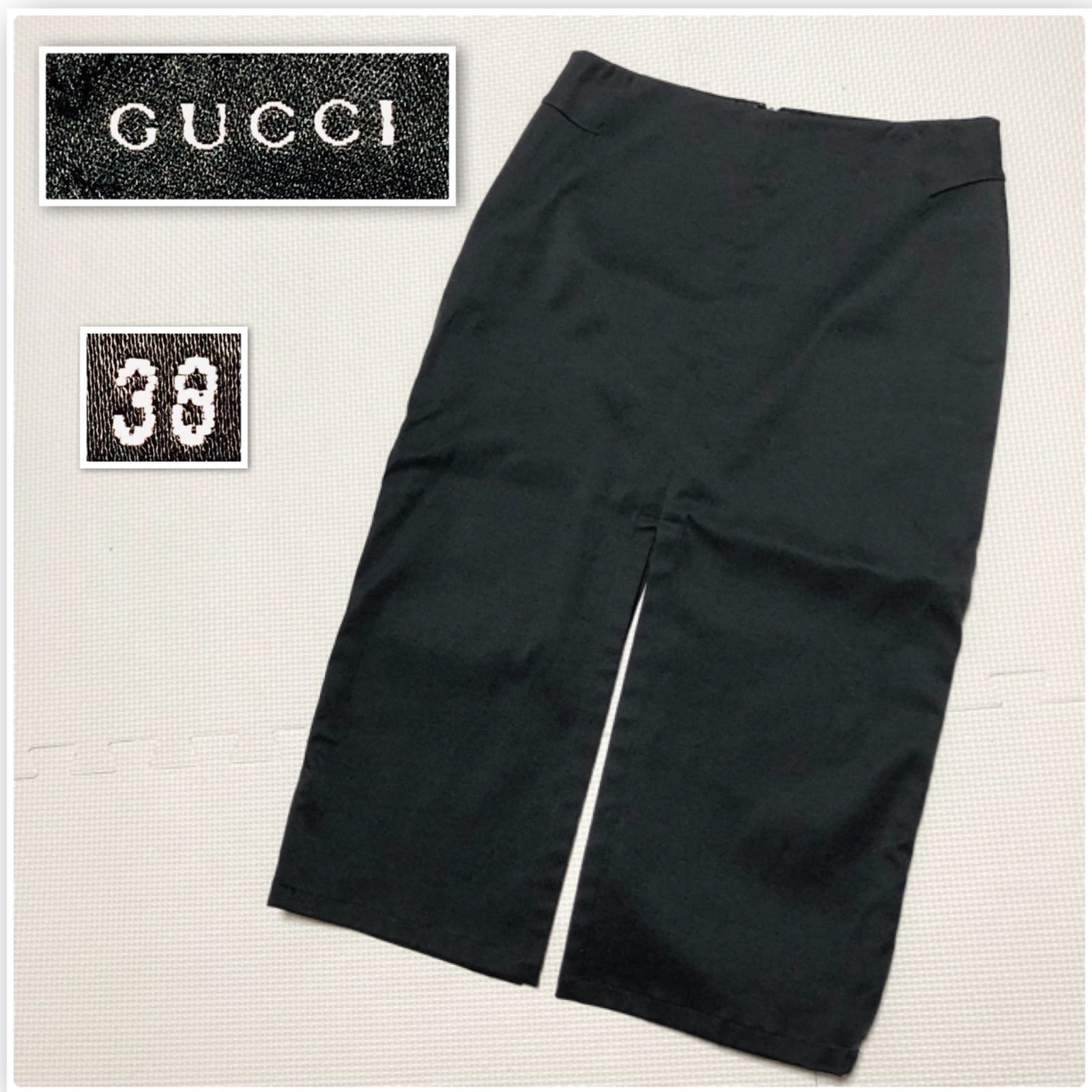 【GUCCI】スリット入り ミッドレングス スカート □極美品□GUCCI グッチ 前後スリット入りスカート size38 (M