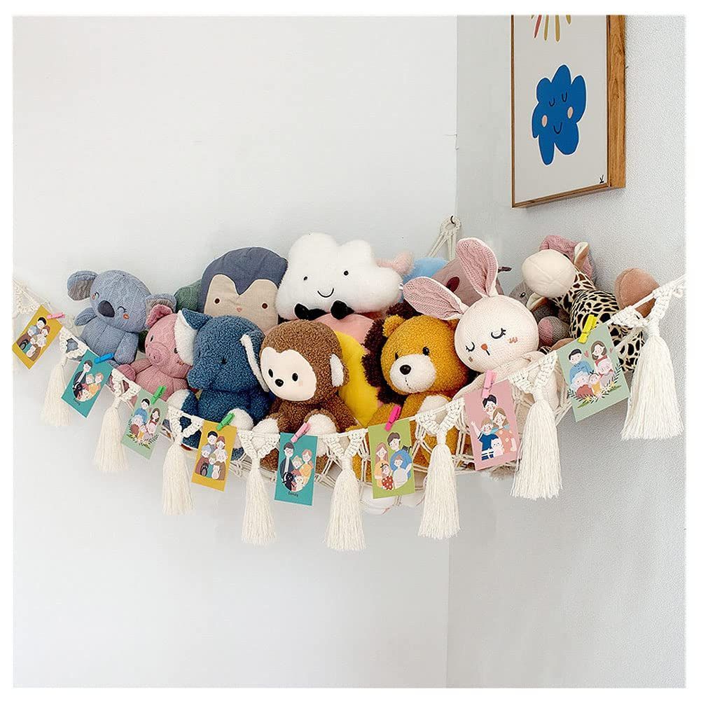 【人気商品】ぬいぐるみ 収納 おもちゃハンモック ハンモッ収納ネット 収納庫 おもちゃコーナーネットコットンロープ ぬいぐるみオーガナイザーメッシュ収納ハンモックネットウォールス