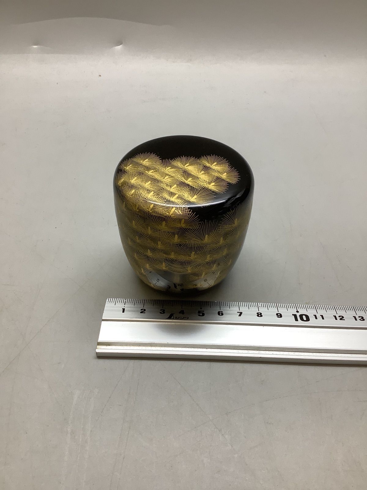 N6 輪島塗 東恒博 寿松沈金 なつめ 棗 茶道具 共箱 薄茶器 茶道