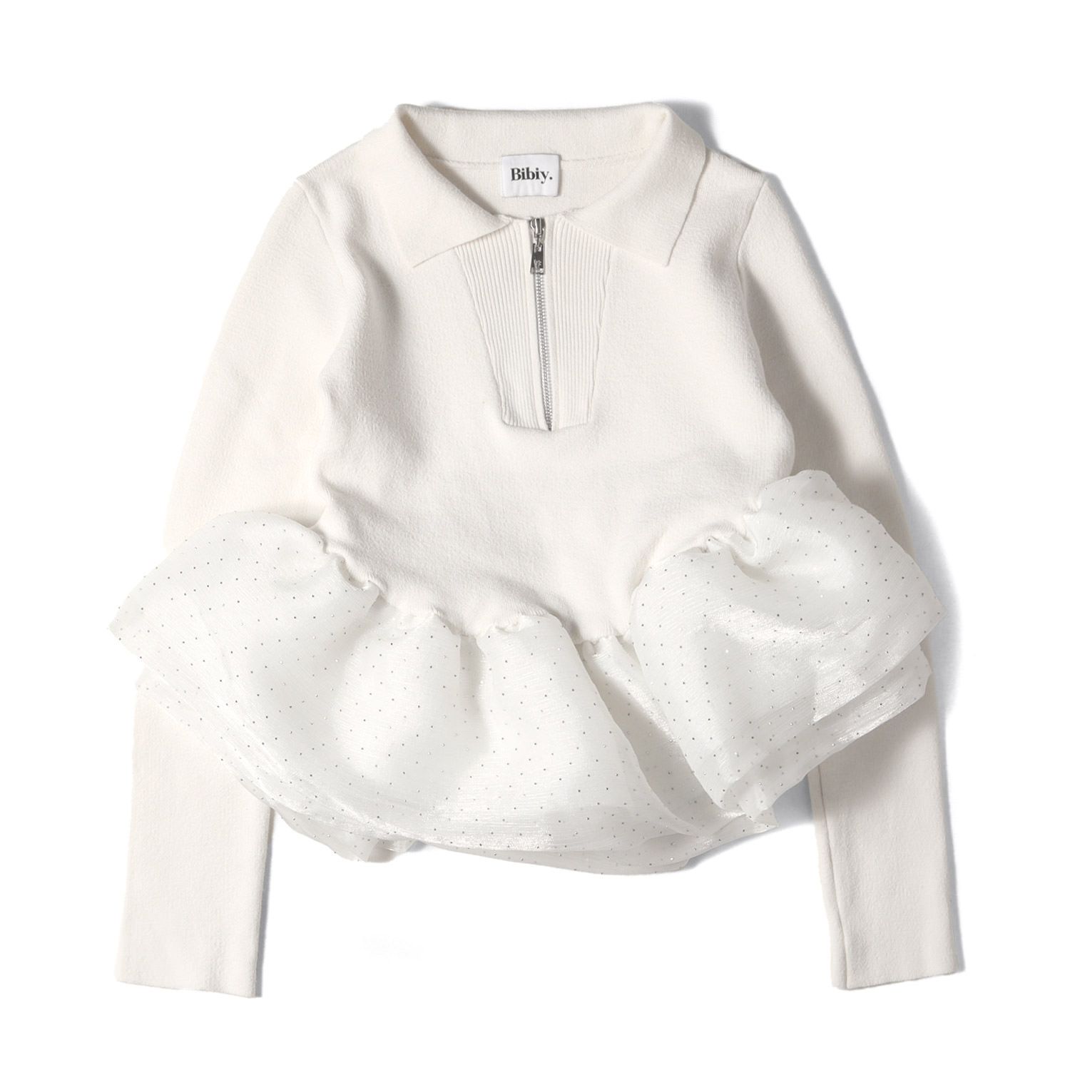 Bibiy. ビビリィ ニット ホワイト サイズ:FREE | ペプラム ニット トップ | トップス プルオーバー【レディース】【】