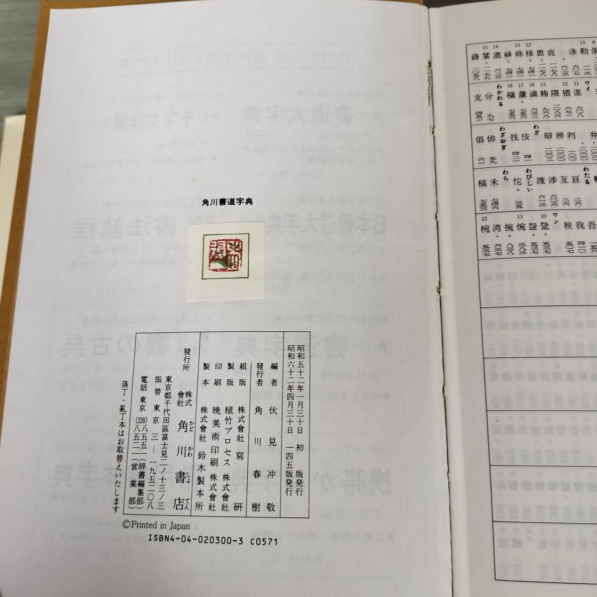 角川書道字典 伏見冲敬編 伏見 冲敬 角川書道字典 ☆初版本
