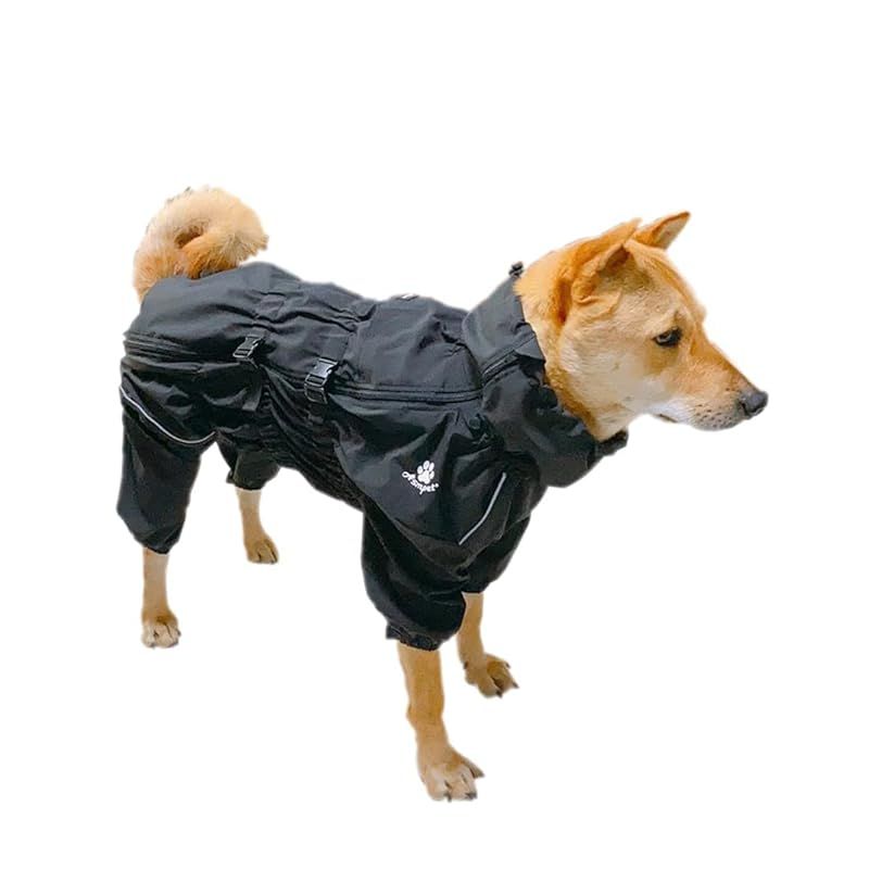 ASMPET 犬 レインコート ポンチョ 大型犬 ペット用品 雨具 防水 防雪 防塵 犬 レインコート 梅雨対策 完全防水 犬用 レインコート カッパ 着脱簡単 通気 犬 レインコート 快適 防風 ブラック 3XL 胴回り 72-95cm 1