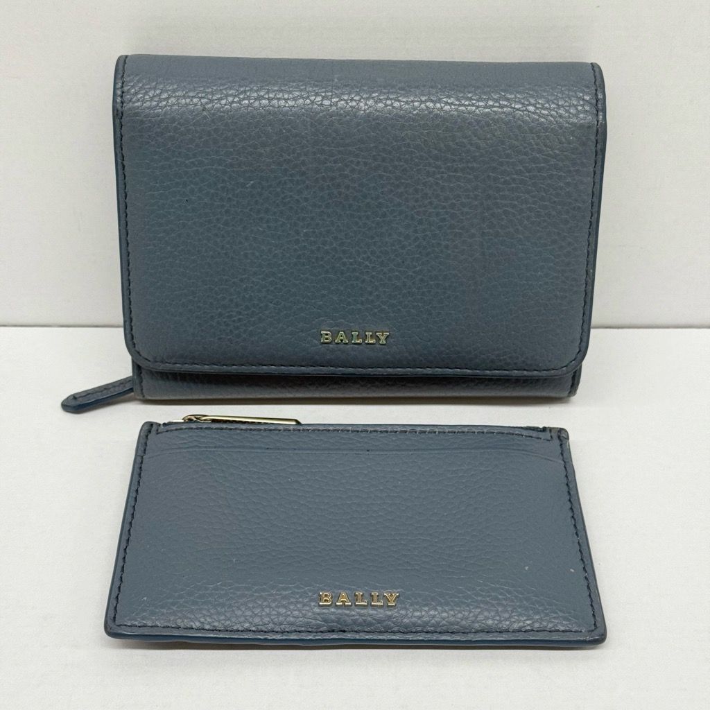 BALLY 二つ折り財布 カードケース 2点セット ブルー系 くすみ
