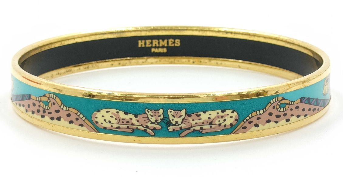 HERMES エルメス バングル エマイユGM レオパード 七宝焼き