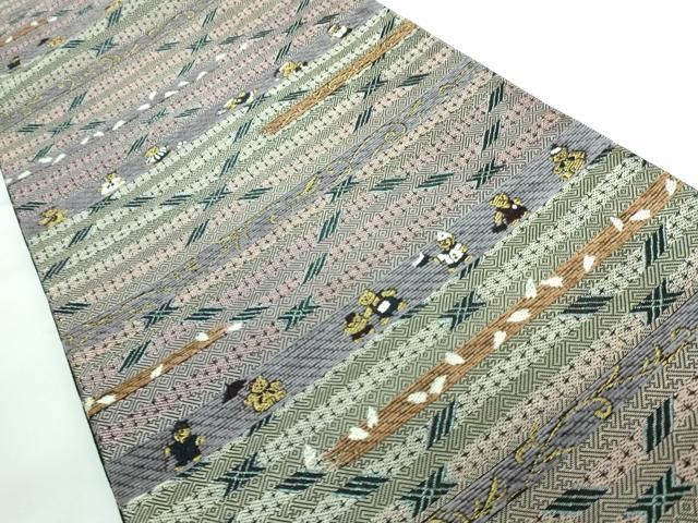 平和屋本店□極上 西陣 織の弘彩謹製 両面 六通柄袋帯 モール