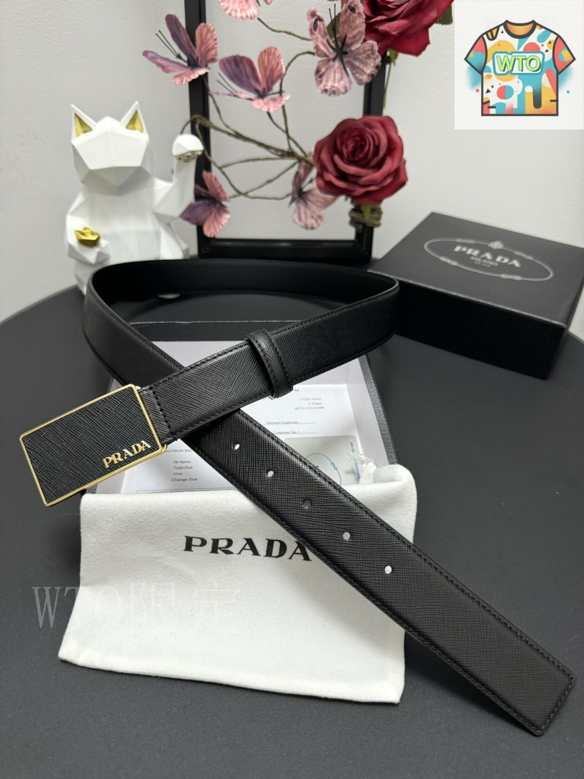 今日WTO】Prada プラダ クロスグレイン ベルト-JP84 - メルカリ