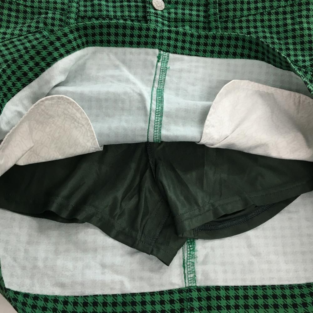【超美品】ジャックバニー スカート グリーン×黒 千鳥格子 内側インナーパンツ レディース 2(L) ゴルフウェア Jack Bunny