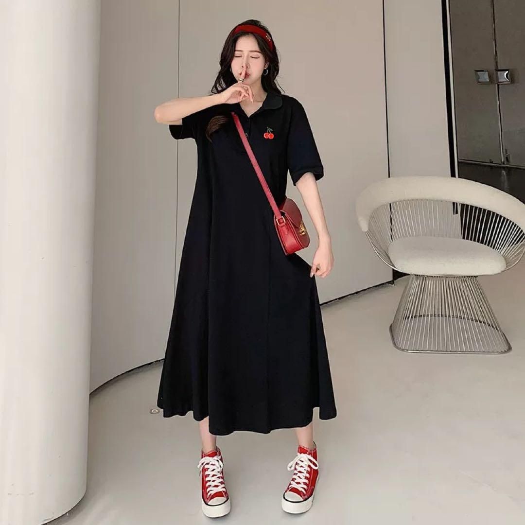 春夏コーデ❤️ひざ丈ワンピース　お出かけ　普段着　デート 春夏コーデ❤️ワンピース ひざ丈 ゆったり ブルー お出かけ