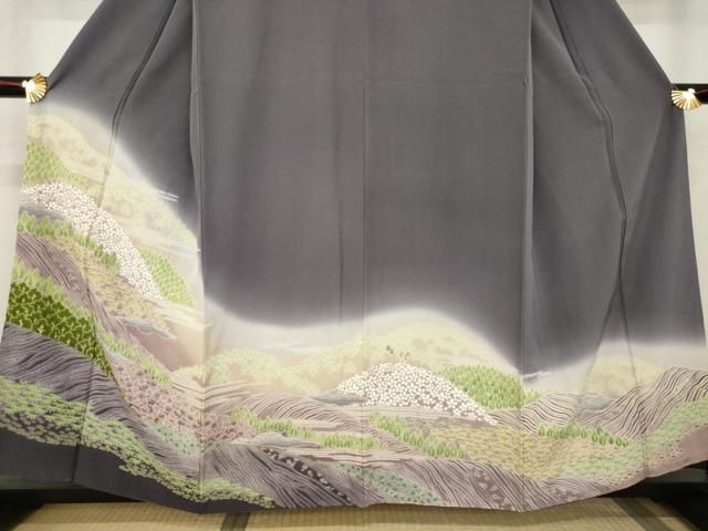 平和屋着物○豪華色留袖 作家物 中国三大刺繍 相良刺繍 遠山