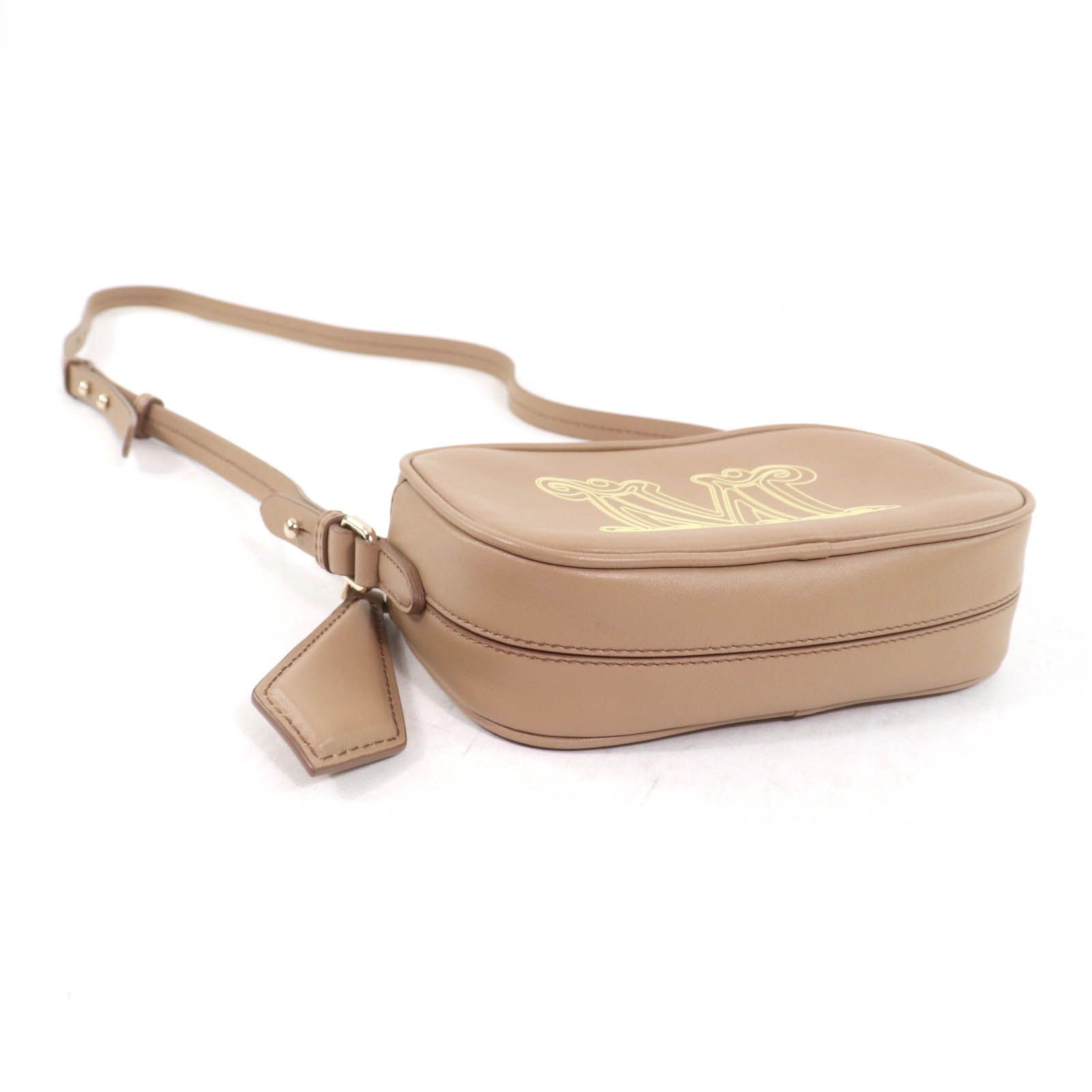 極美品★Max Mara マックスマーラ 45111526 ELSA エルサ ロゴデザイン  レザー ショルダーバッグ ブラウン 保存袋付き イタリア製 レディース 極美品☆Max Mara マックスマーラ 45111526 ELSA エルサ ロゴデザイン