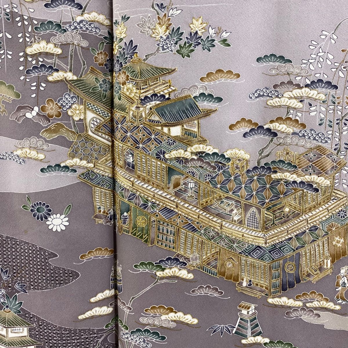 美品 袷 正絹 1つ紋 蘇州刺繍 訪問着 フルセット 身丈164 裄丈67 訪問