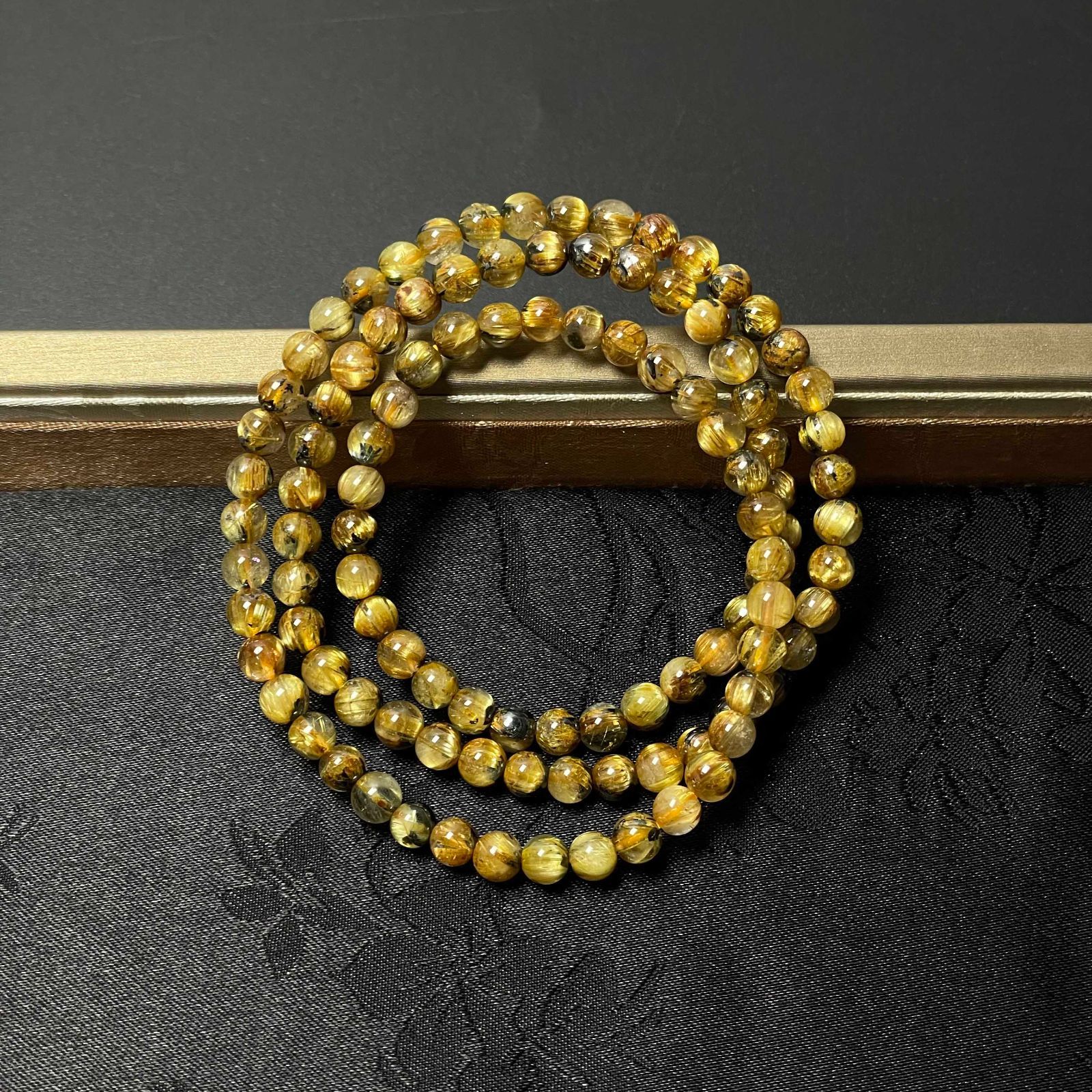 金運美品　タイチンルチル　黄金針水晶 金運 幸運  パワーストーン 上品 EU製 ☆タイチンルチル☆黄金針水晶 ゴールド 金運 開運 3