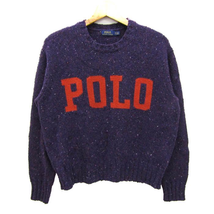 ポロラルフローレン セーター トップス 長袖 メランジニット カシミヤ混 レディース XSサイズ パープル POLO RALPH LAUREN