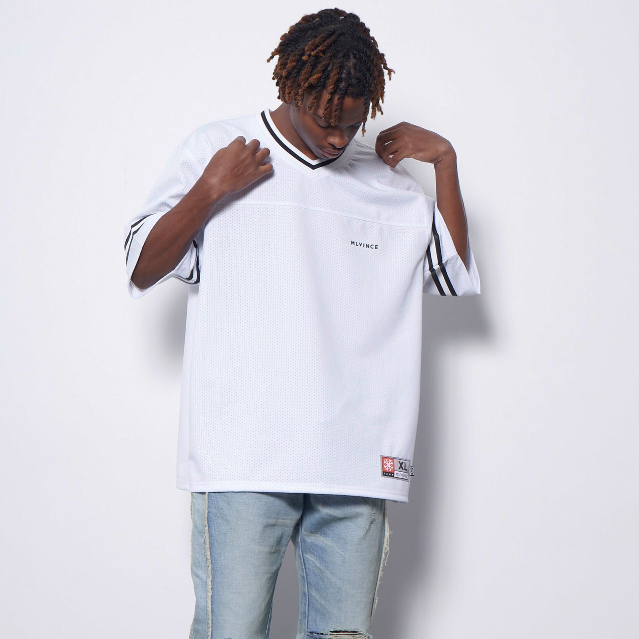 MLVINCE フットボールシャツ　白　L 新品未開封 MLVINCE メルヴィンス S/S FOOTBALL SHIRT WHITE 半袖 メッシュ