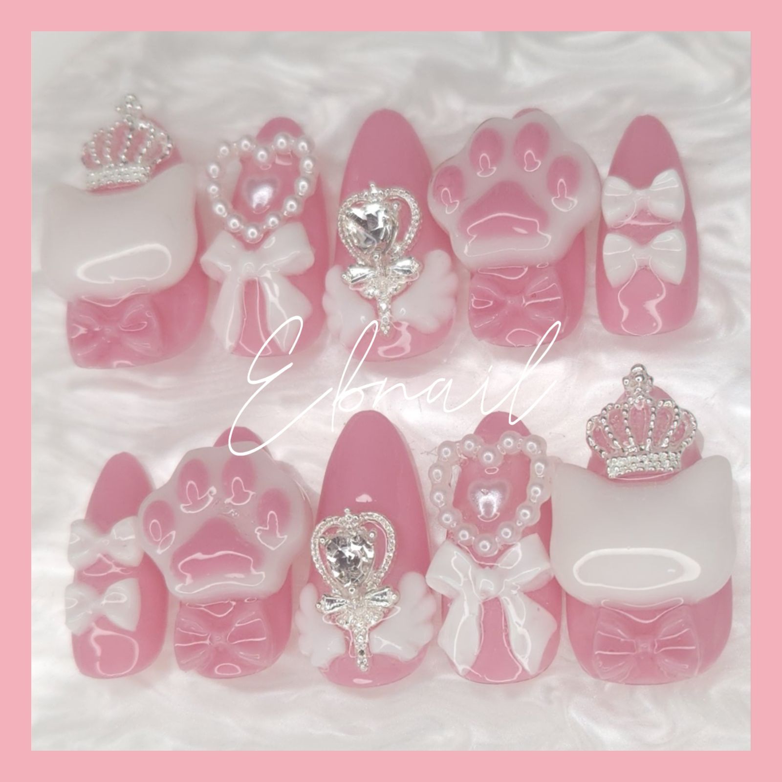 ネイルチップ チェリーピンク 量産型 地雷系 サブカル ガーリー 天使  