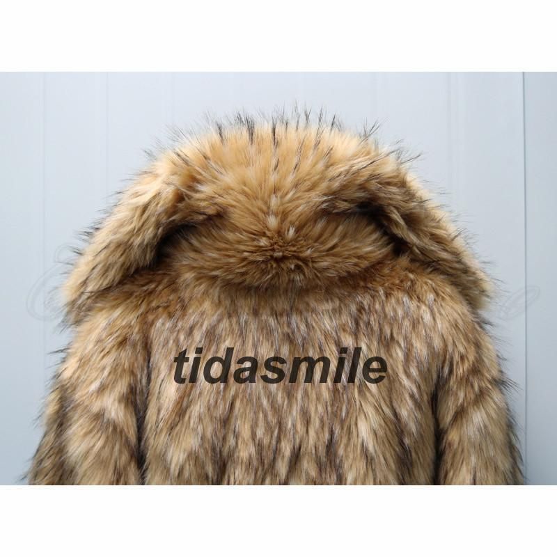 毛皮コート メンズ ファーコート ロング丈 ボリューム襟 ポケット付き トップス カジュアル 厚手 大きいサイズ 防寒 秋冬 21年秋 おしゃれ KANDAIZUMI_COM