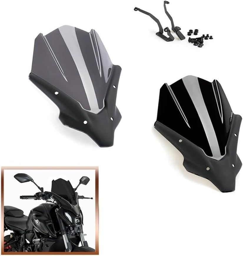 ♥ ヤマハ MT-07|FZ07 2021-2025年用 ウィンドスクリーン フロントガラスキット 偏向器C251020