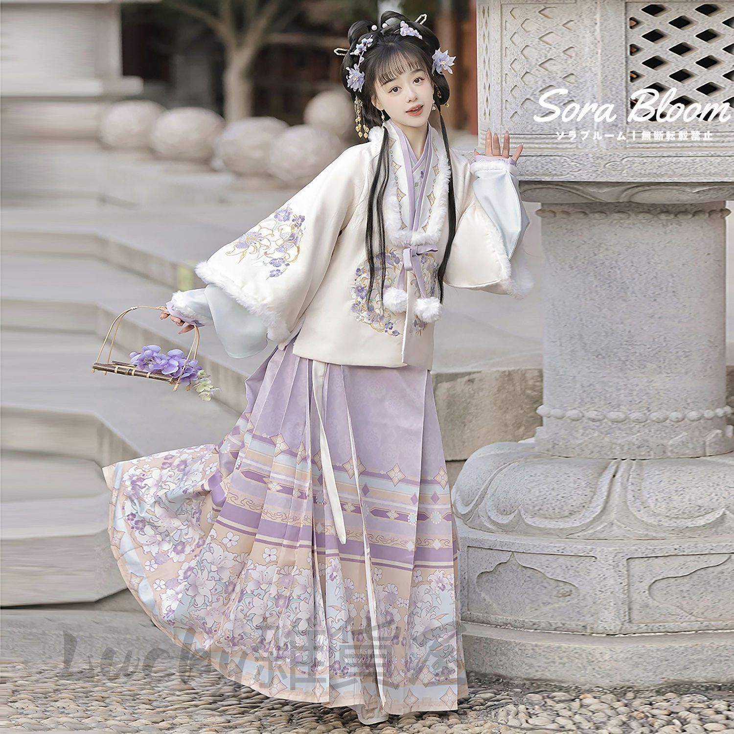 ♥ 秋冬 むらさきぽかぽか 漢服 舞台 学園祭 パーティー 卒業 古風 コスプレ