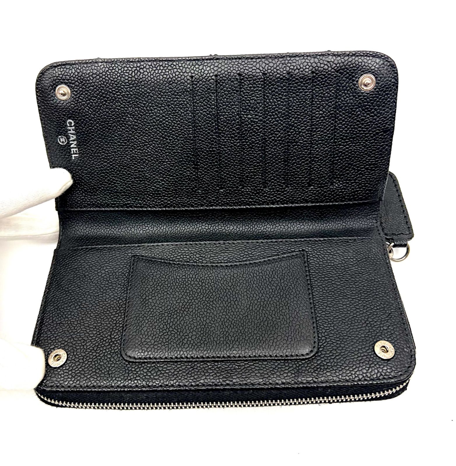 CHANEL シャネル マトラッセ キャビアスキン ラウンド長財布 CHANEL シャネル マトラッセ キャビアスキン ラウンド長財布