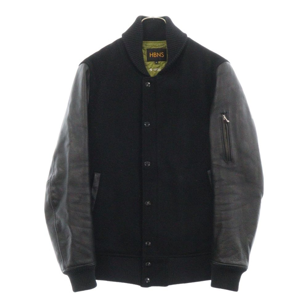 HABANOS (ハバノス) AWARD JACKET Zip Up Jacket アワードジャケット スタジャン ジップアップジャケット ブラック