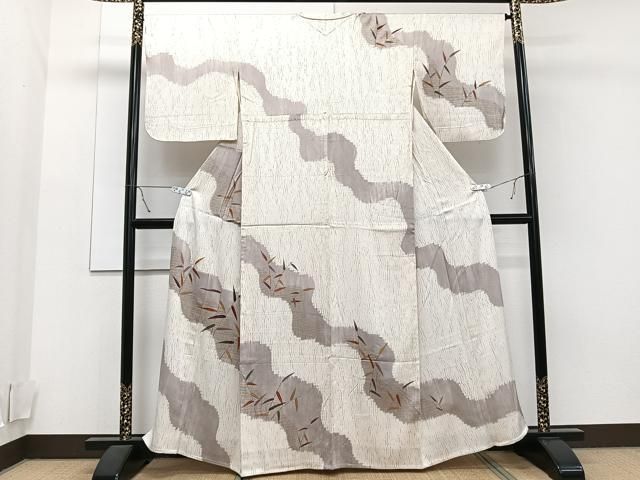 平和屋着物○訪問着 杢目絞り 草花文 暈し染め 正絹 逸品